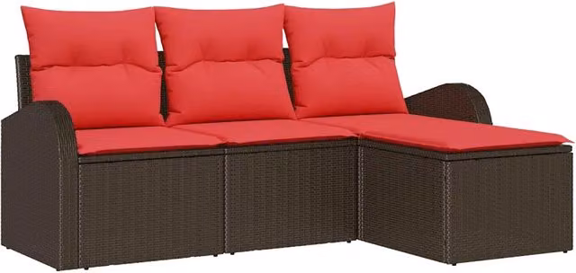Set Divano da Giardino | Set Salotto da Giardino Marrone polyrattan