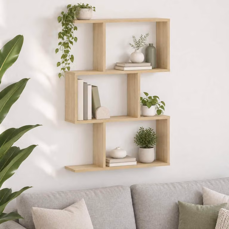 Scaffale da parete vidaXL in Rovere Sonoma, marrone, L: 72 cm, P: 10 cm, H: 105 cm
