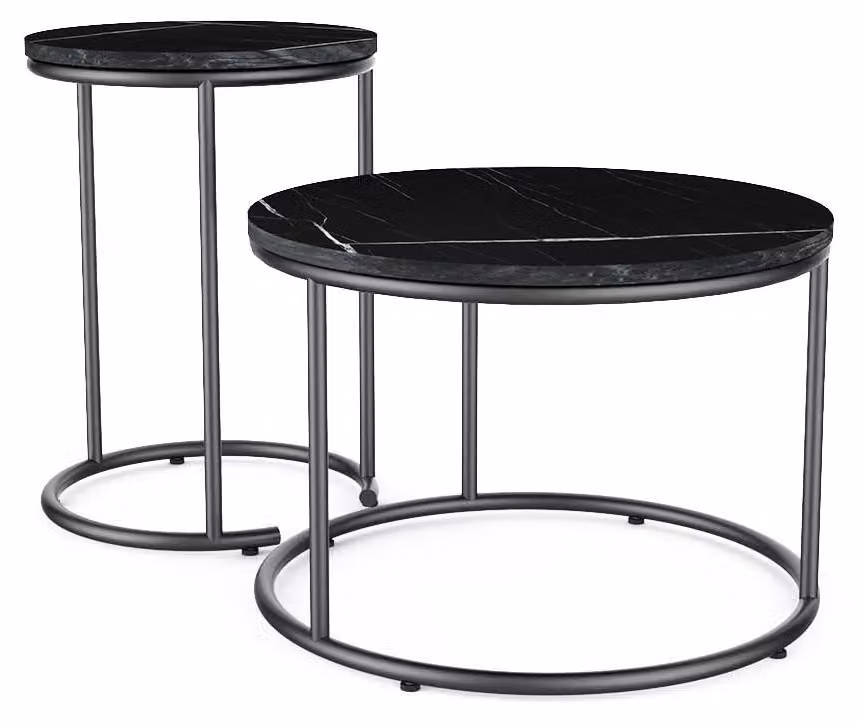 Set di tavolini Ottawa con finitura effetto marmo nero