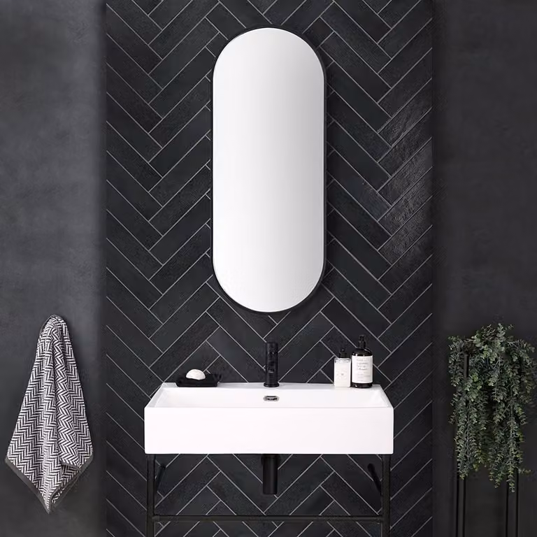 Specchio Bagno Ovale Nero 1000x400mm - Hudson Reed