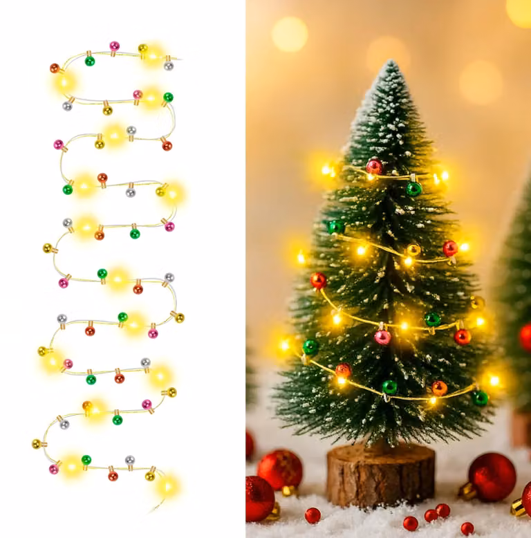 Catena di luci LED miniature, 2 metri, multicolore, per case delle bambole, adatta per il periodo natalizio
