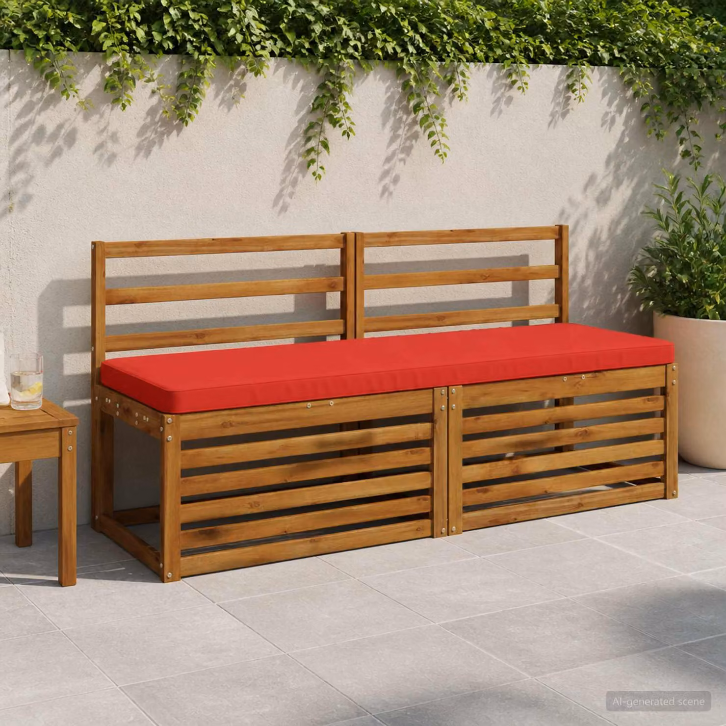 Set di 2 cuscini per panchina vidaXL VUGHT in poliestere rosso con rivestimento rimovibile e resistente ai raggi UV