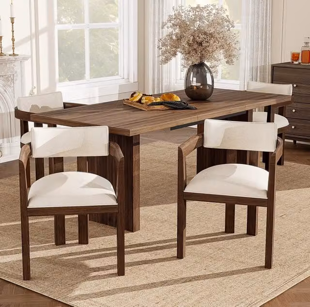 Set di 2 sedie da pranzo 57,5x60,5x78,5 cm in legno e lino color noce –