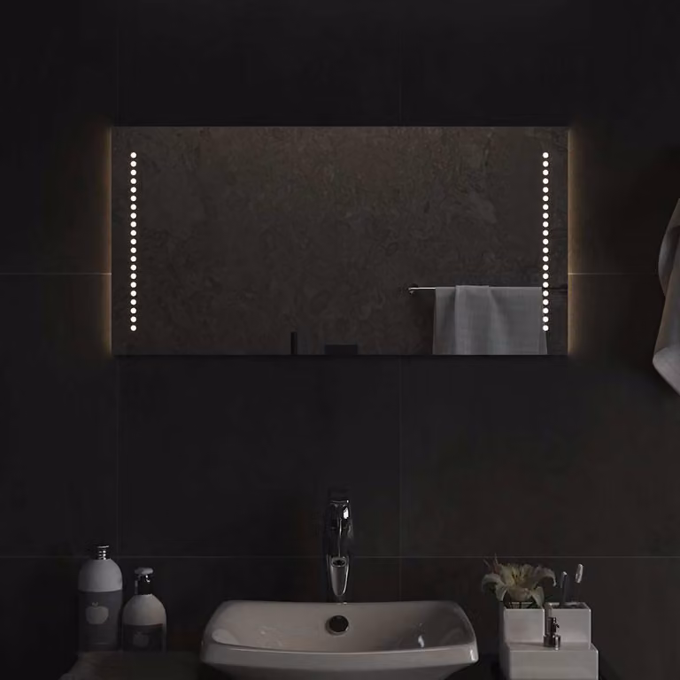 Specchio da bagno con luci LED vidaXL, design moderno rettangolare, L: 80 cm, H: 40 cm