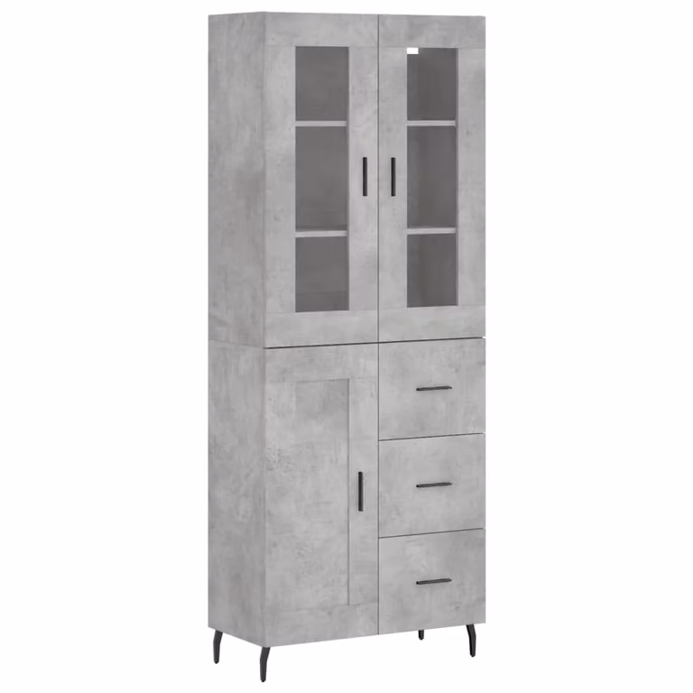 Credenza Grigio Cemento 69,5x34x180 cm in Legno Multistrato
