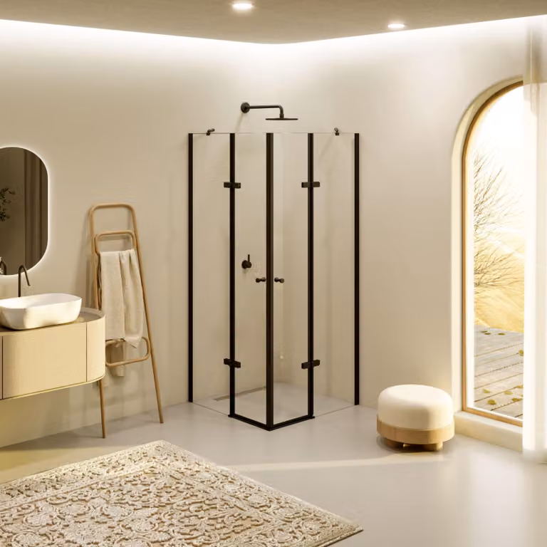 Cabina doccia angolare nera i-flair 70x70x180 cm in vetro di sicurezza trasparente da 6 mm - DK19