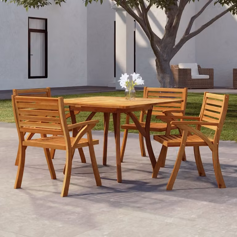 vidaXL Tavolo da Giardino Quadrato in Legno di Acacia Marrone L/P/H: 110 x 110 x 75 cm