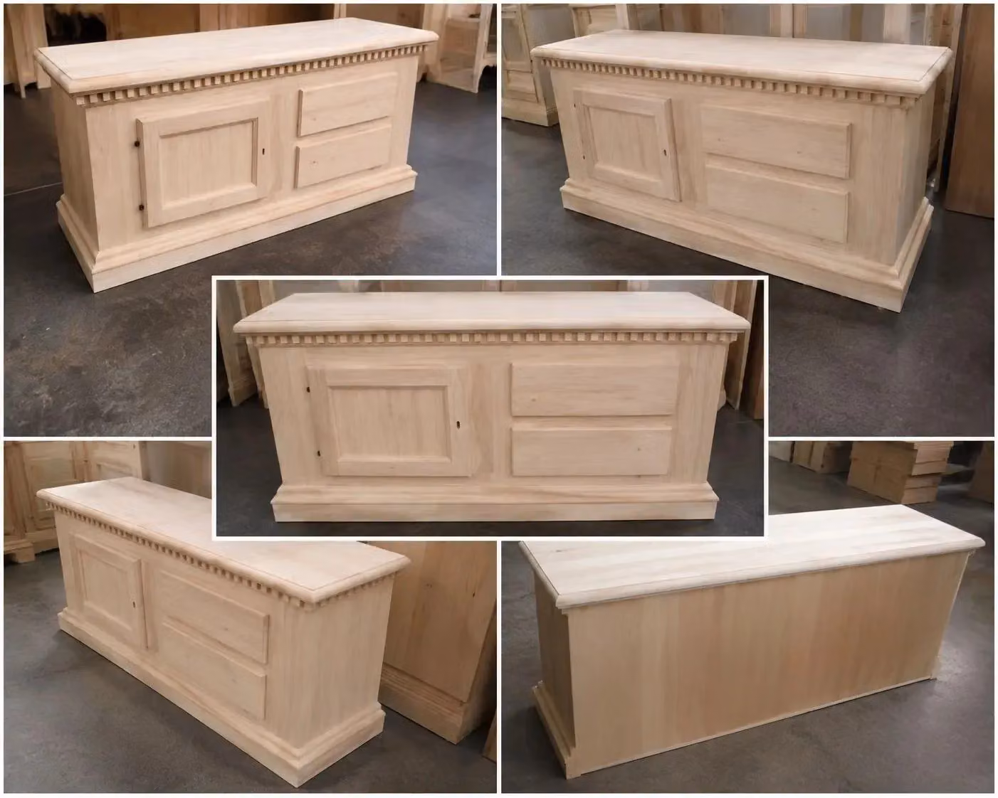 Porta TV in legno grezzo Mobili 2G con 1 anta e 2 cassetti L: 141 cm, P: 50 cm, H: 61 cm – 2