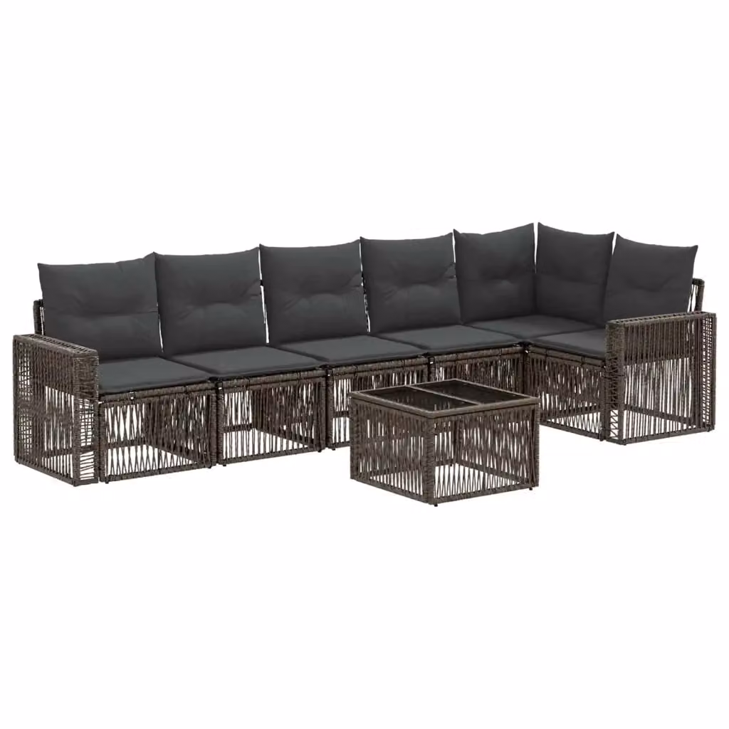 Set Divano da Giardino a L con Tavolino vidaXL, 7 Pezzi in Polyrattan Grigio e Antracite con Cuscini Inclusi – 2