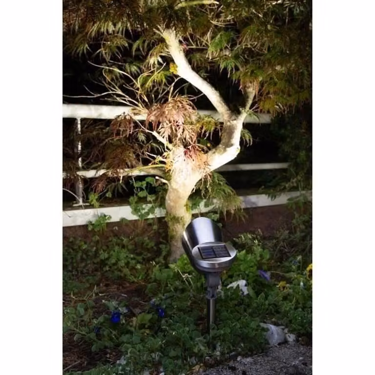Brushed stainless steel solar powered spotlight - GALIX - 0.29W - 30 Lumens - 8 hours of lighting