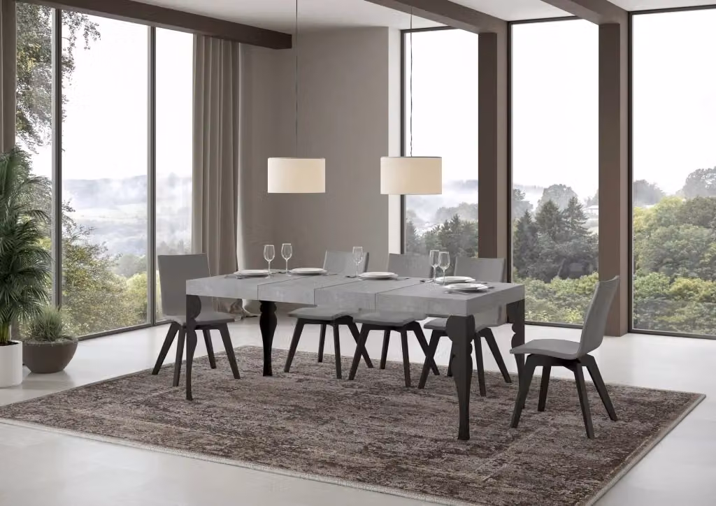 Tavolo allungabile Paxor Premium in cemento con telaio Antracite L: 90 cm, P: 140-400 cm – 2