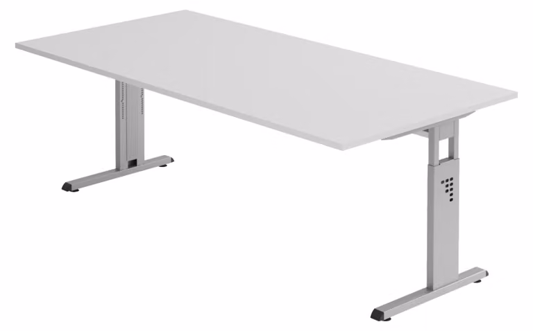 bümö Scrivania Serie-O - Struttura: argento, decorazione: grigio, dimensioni: 200 x 100 cm