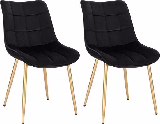 Set di Sedie da Pranzo in Velluto di 2 Pezzi - Ergonomico e Comfortevole - Sedile da Pranzo per Tavola da Pranzo - 46,5x42x82 cm - Nero