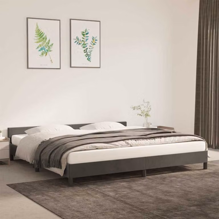 vidaXL Giroletto imbottito in velluto grigio senza materasso L/P: 200 x 200 cm