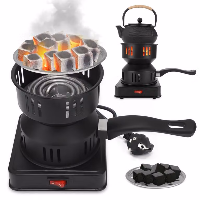 Accenditore per carbone, griglia elettrica per carbone, da 450-600 W, con cavo lungo e manico