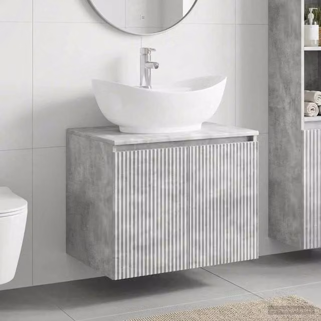 Set di mobili per il bagno Grigio Cemento Legno ingegnerizzato 3404343
