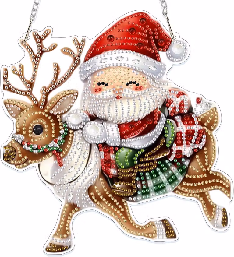 Supporto per Diamond Painting a forma di renna - Natale - Acrilico su entrambi i lati - Collana