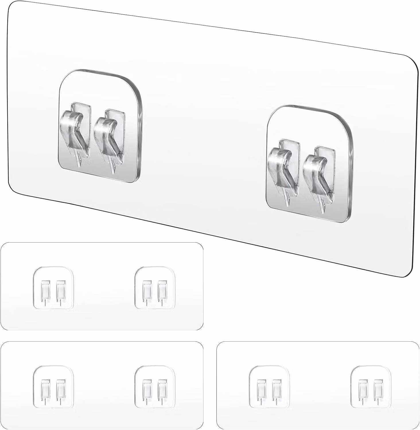 Ganci adesivi per il bagno, confezione da 4 pezzi, dimensioni 14x6x1 cm, impermeabili, adatti per cucina e doccia