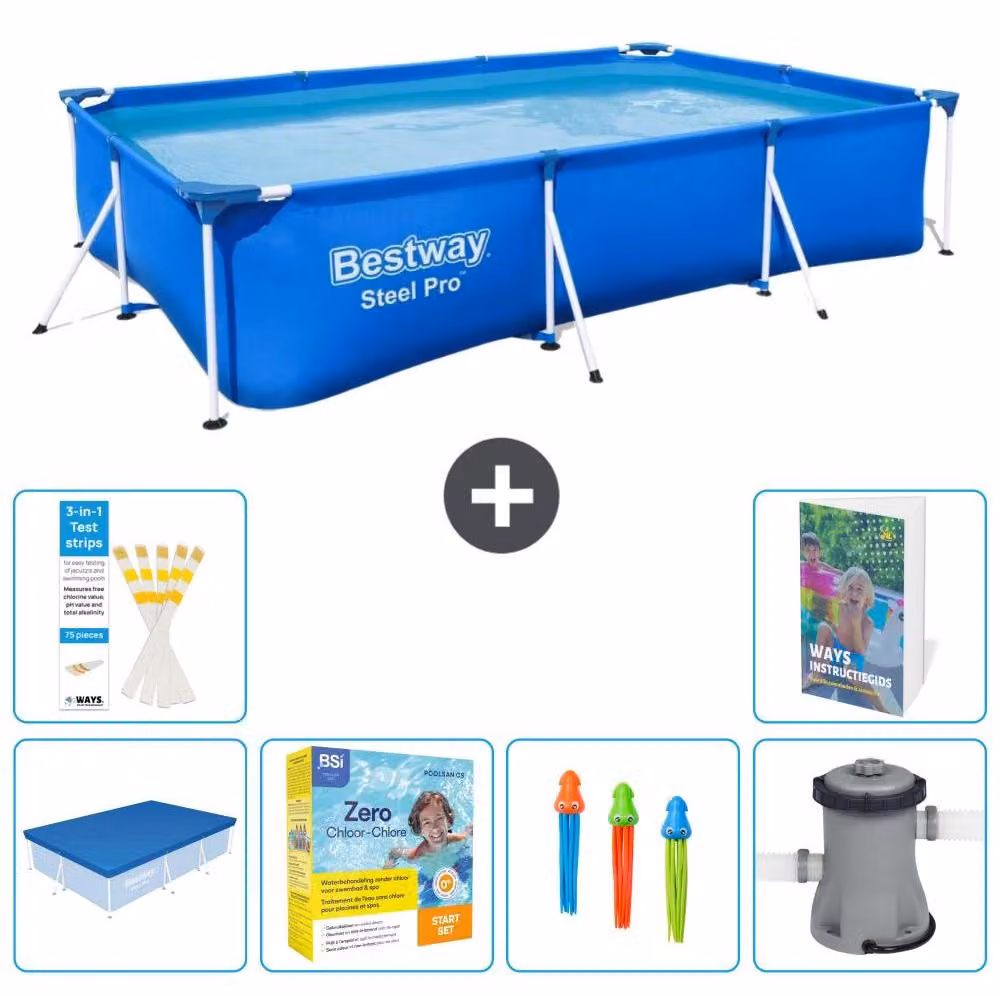 Bestway Steel Pro, piscina rettangolare - 300x201x66 cm - 5 pezzi, modello S57