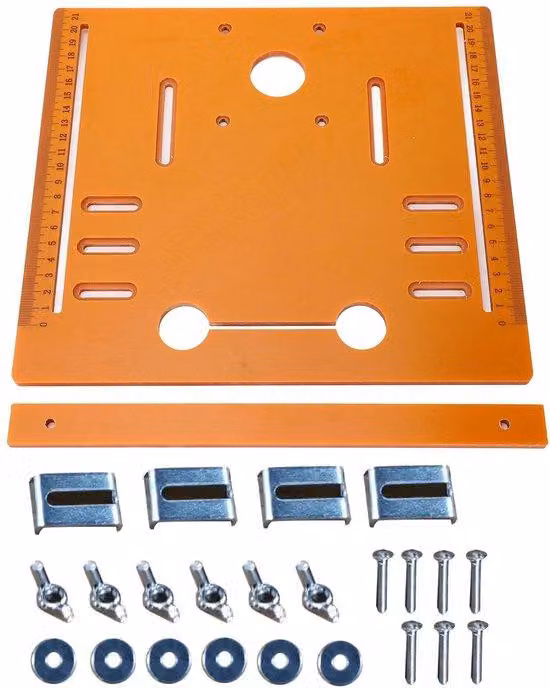 Guida universale per seghe circolari - Base da 28x25 cm - Spessore 5 mm - Per macchine da taglio - Ampia piastra di copertura - Sicura ed efficiente - Guida per seghe