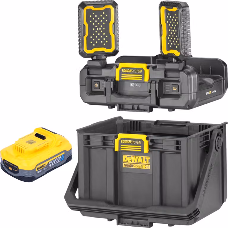 DeWalt DWST08061-1 Cassetta portautensili con luci integrate 395 x 352 x 255 mm ToughSystem 2.0 + 1x batteria Powerstack 5,0 Ah - senza caricabatterie