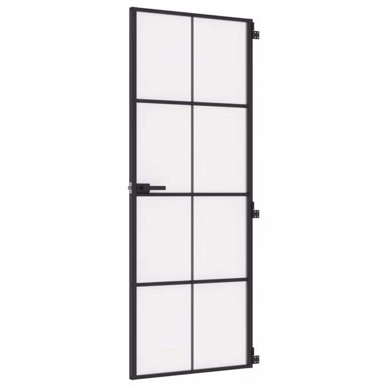 Porta Interni Sottile Nera 76x201,5cm Vetro Temperato Alluminio