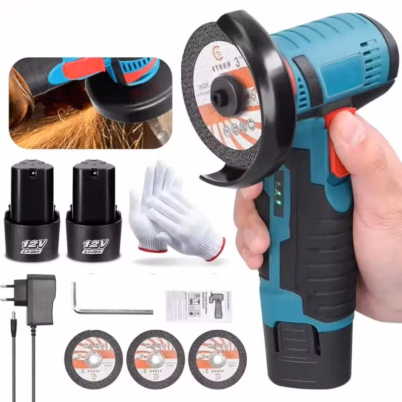 Smerigliatrice angolare compatta - 12 V - 19.500 giri/min - Senza fili - Batteria inclusa - Ideale per il fai-da-te - Modello B-2 con batteria