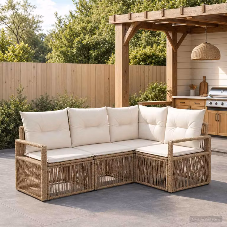 Maison Exclusive - Set da giardino composto da 4 pezzi, divano in rattan sintetico beige