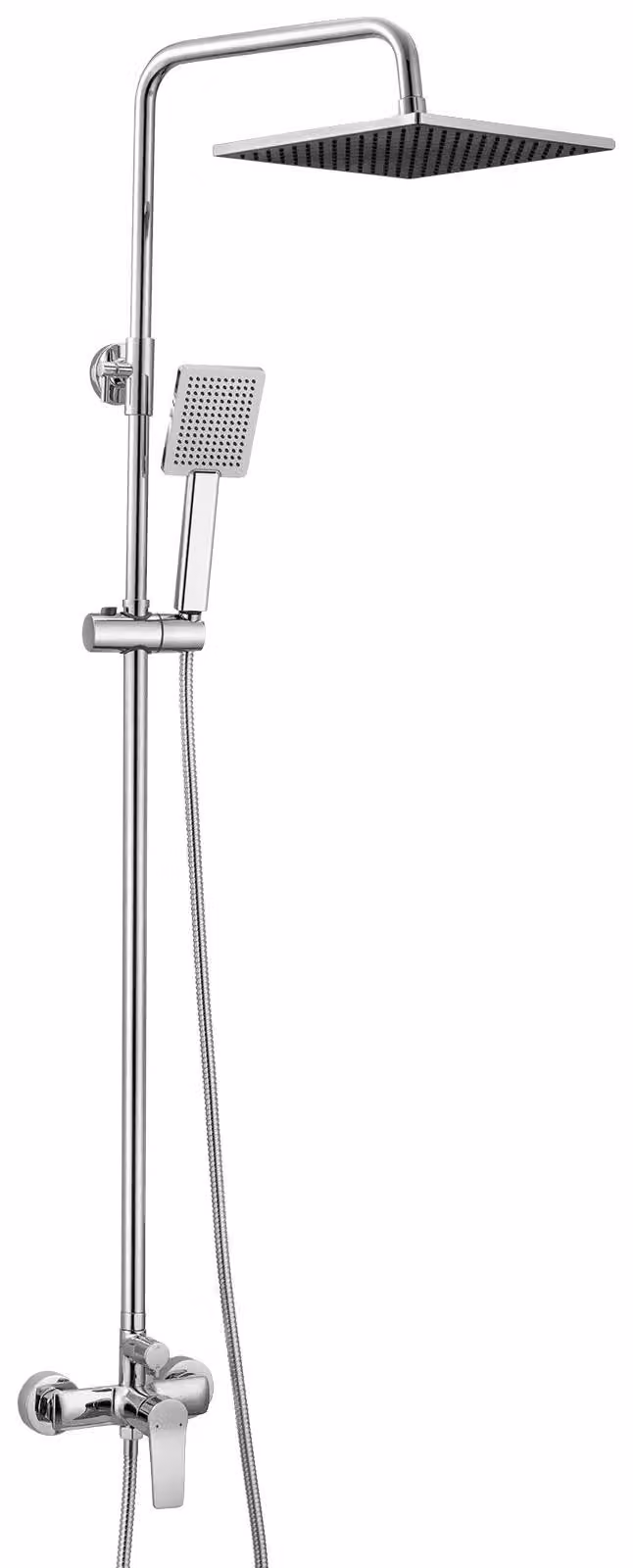 Colonna doccia, regolabile in altezza, design resistente alla corrosione, cromata, altezza regolabile da 90 a 124 cm, diametro 10 pollici
