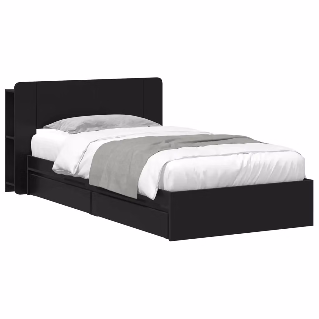 Letto con contenitore e cassetti vidaXL in tessuto nero L 190 cm x P 75 cm x H 211,5 cm – 2