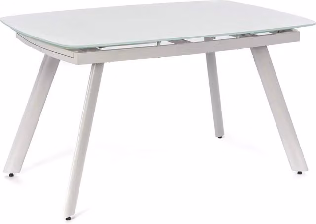 Tavolo Allungabile 140/175/210x90x76 cm in Metallo con Top in Vetro Bianco
