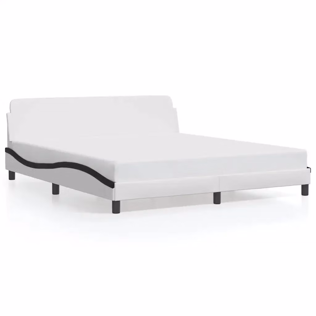 Letto con giroletto Dover vidaXL in similpelle bianco e nero L/P/H: 180 x 200 x 185 cm – 2