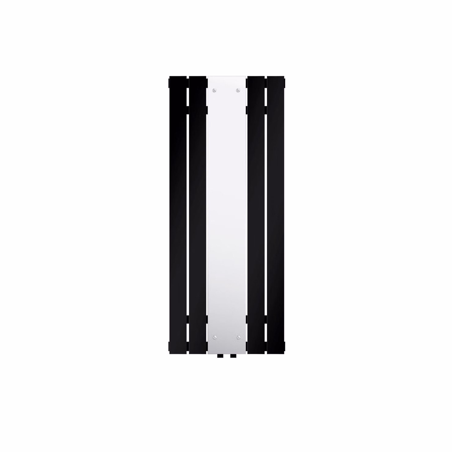LuxeBath Radiatore da bagno centrale con specchio, 450x1200 mm, nero, raccordo universale ad angolo e diritto con termostato multiblock cromo