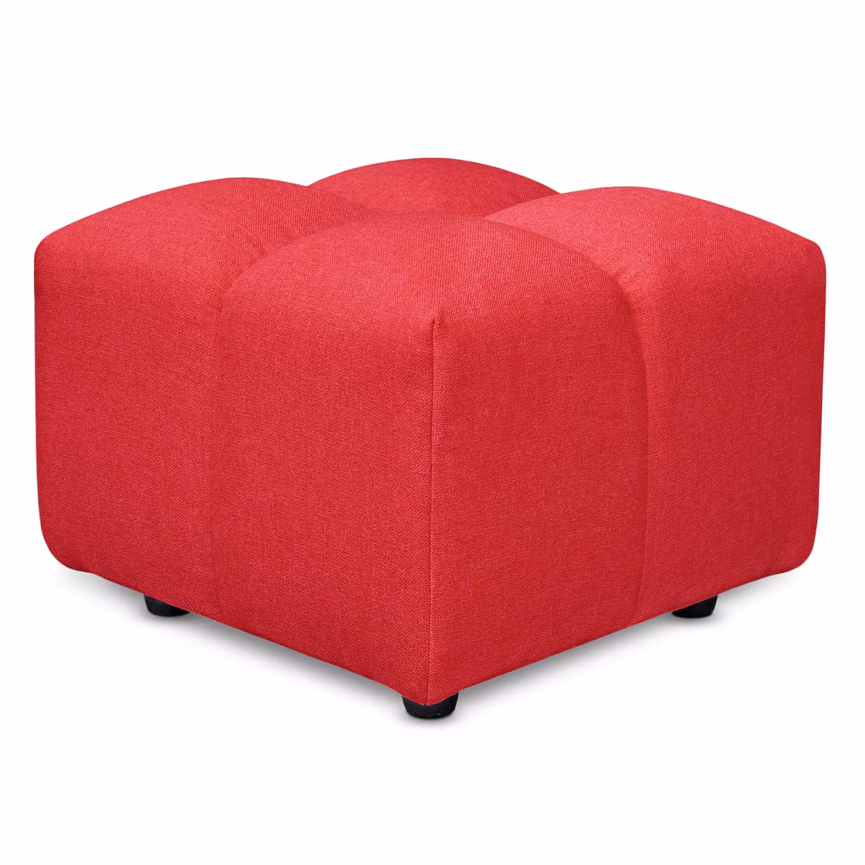 Pouf poggiapiedi con bombature morbide, Pouf Rubiq Rosso 60 x 150 cm