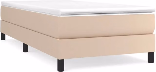 Letto singolo | Letto per adulti | Giroletto a Molle con Materasso Cappuccino 90x200 cm Similpelle