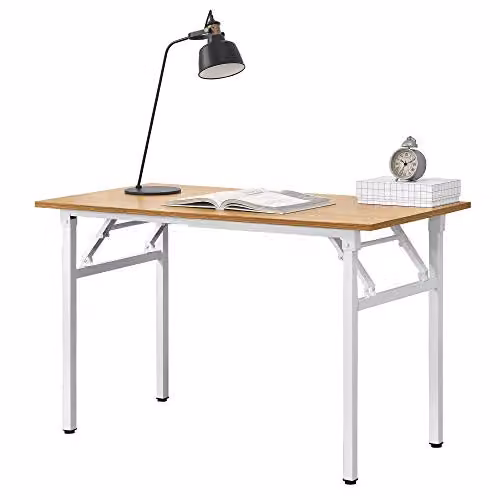 [neu.haus] Tavolo Pieghevole Scrivania Richiudibile Telaio in Metallo e Piano in MDF 120x60 cm Piedini Regolabili Tavolo Portatile Ideale per Casa Ufficio Eventi - color Faggio/Bianco