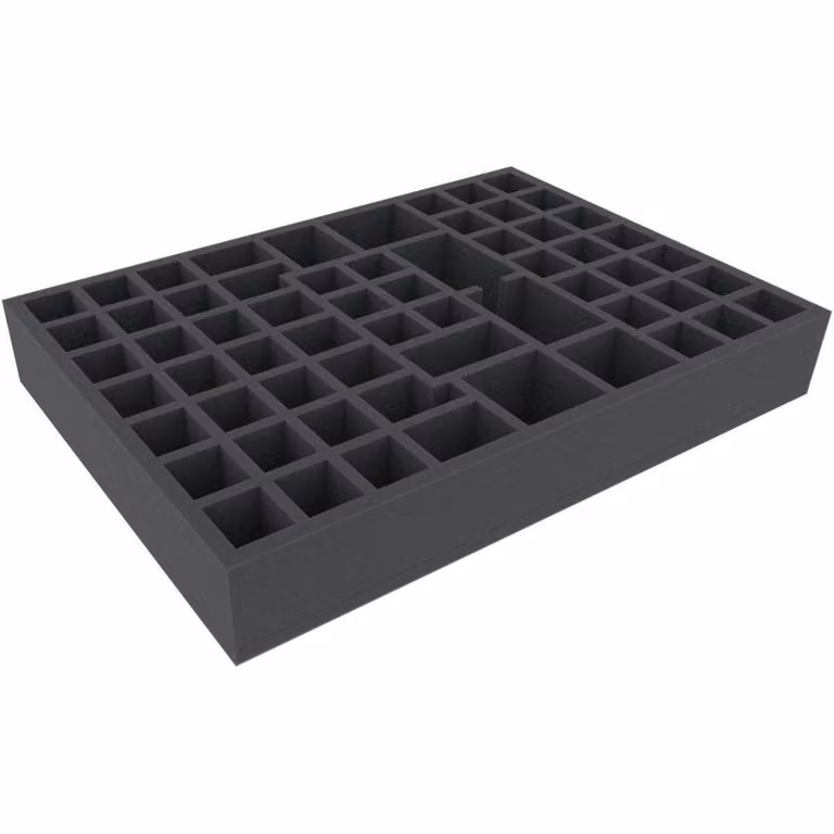 Inserto in schiuma con 62 scomparti, 420 x 300 x 60 mm, per giochi da tavolo