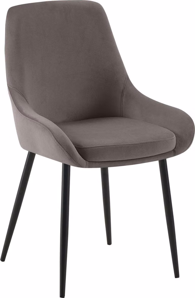 Sedia da pranzo, sedia da sala da pranzo, ampio comfort, struttura in metallo - rivestimento in velluto | Colore: antracite | Materiale del telaio: metallo nero opaco
