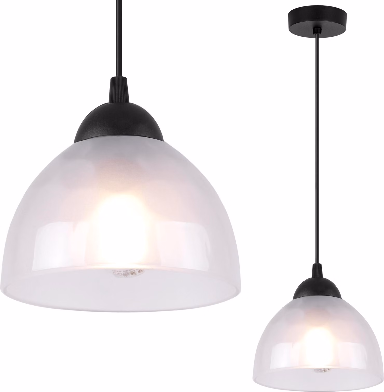 Lampada a sospensione Venice a 1 luce con paralume in vetro opalino E27