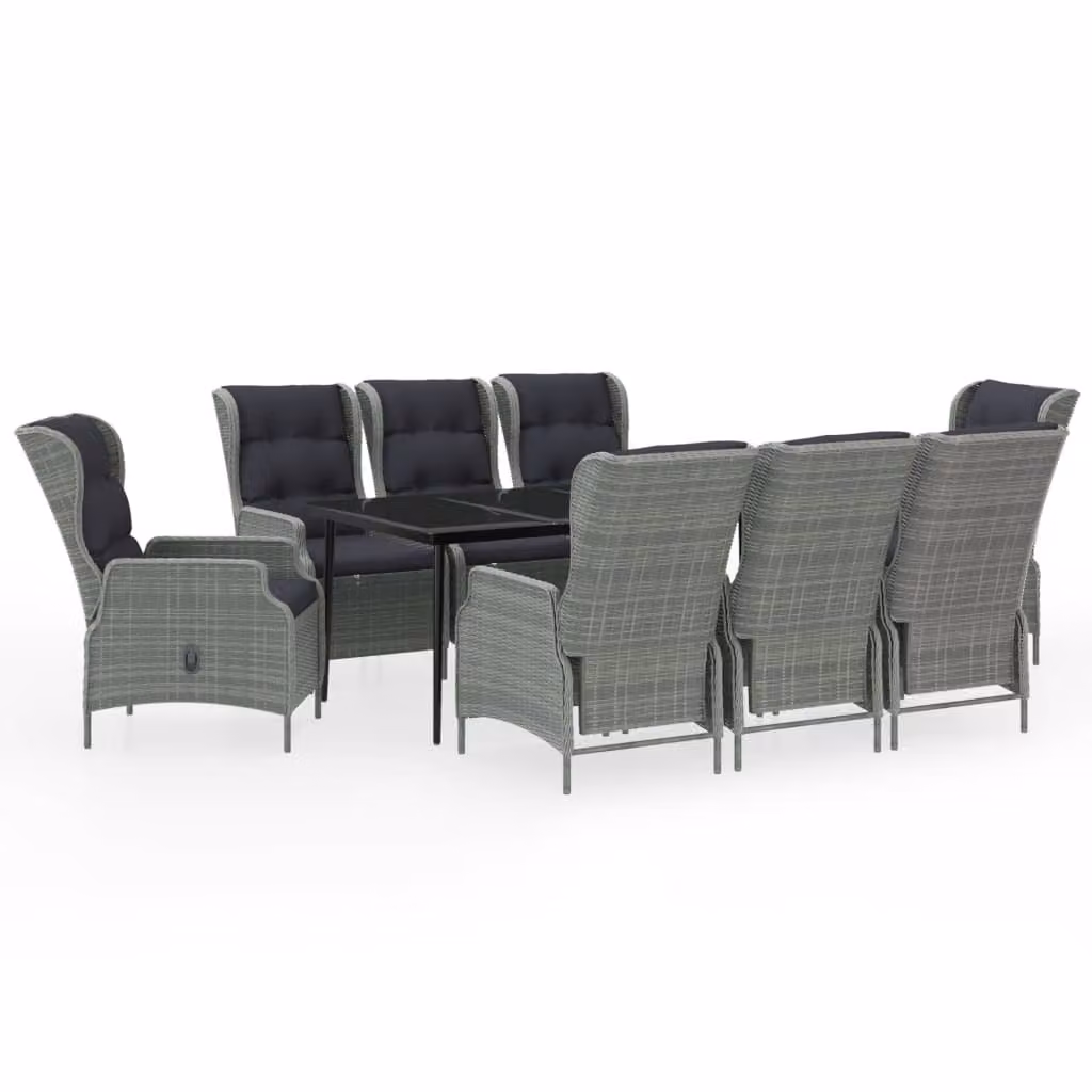 Set da Pranzo da Giardino 9 pz Grigio Chiaro