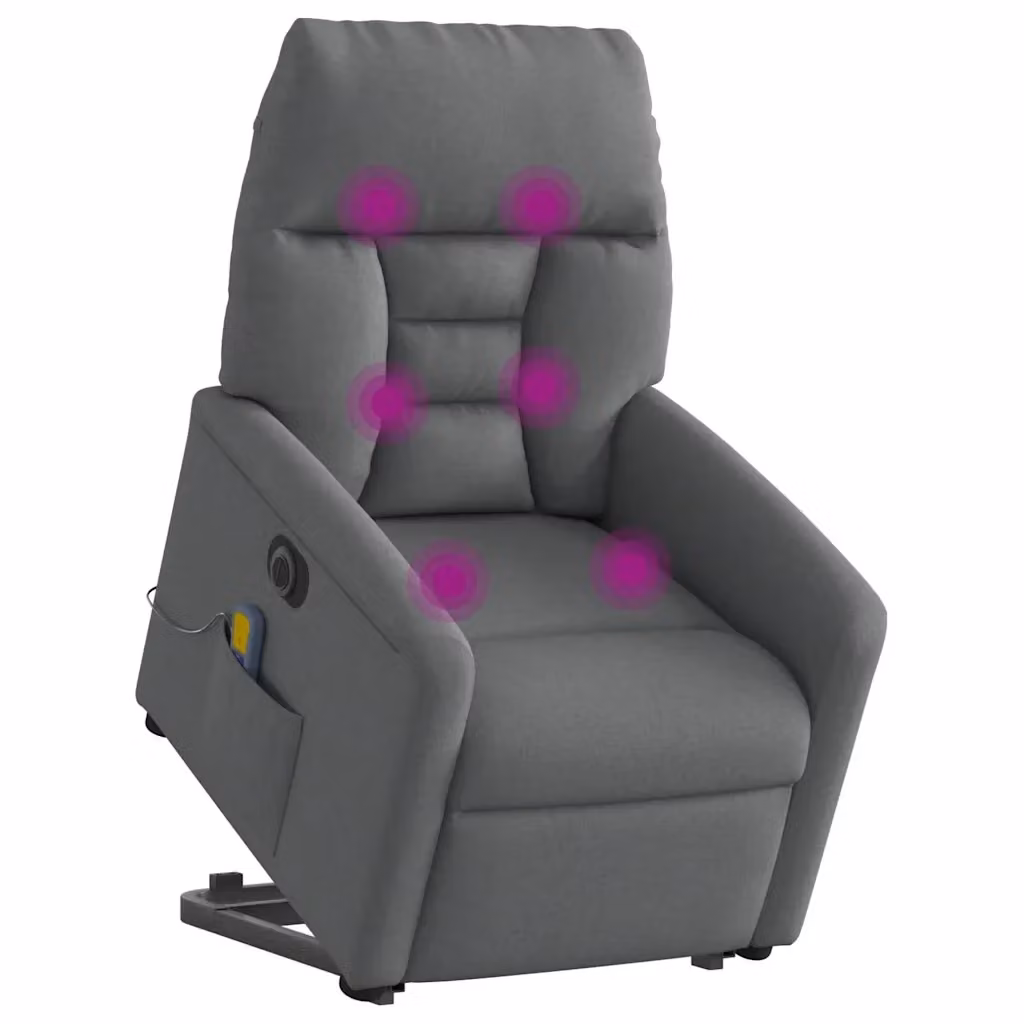 Poltrona Alzapersona Elettrica con Massaggio vidaXL Grigio con Braccioli e Rivestimento in Tessuto – 2
