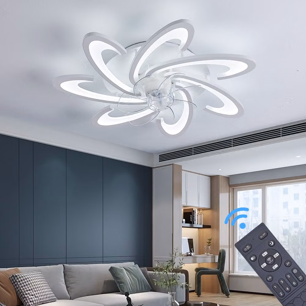 Illuminazione a LED con telecomando Colore della luce/luminosità regolabile 6 velocità, timer 2 ore Modalità estiva e invernale 2127YT-7W