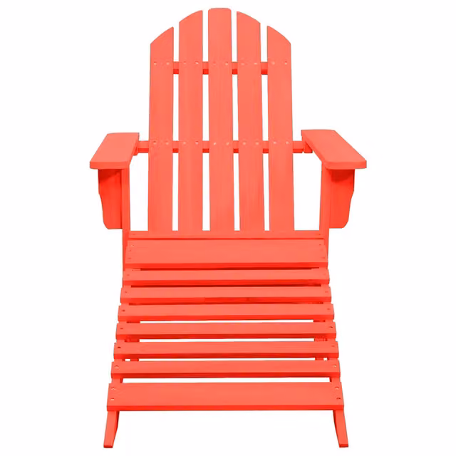 Sedia da giardino Adirondack con ottomana in legno massello di abete rosso rosso naturale per esterno
