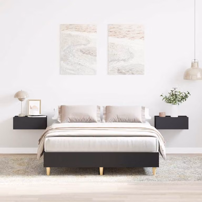 vidaXL Giroletto senza Materasso Nero in Legno Multistrato L: 140 cm, P: 190 cm
