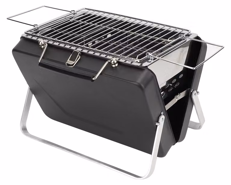Barbecue portatile a carbonella, taccuino pieghevole per campeggio, cucina all'aperto, picnic in giardino, nero