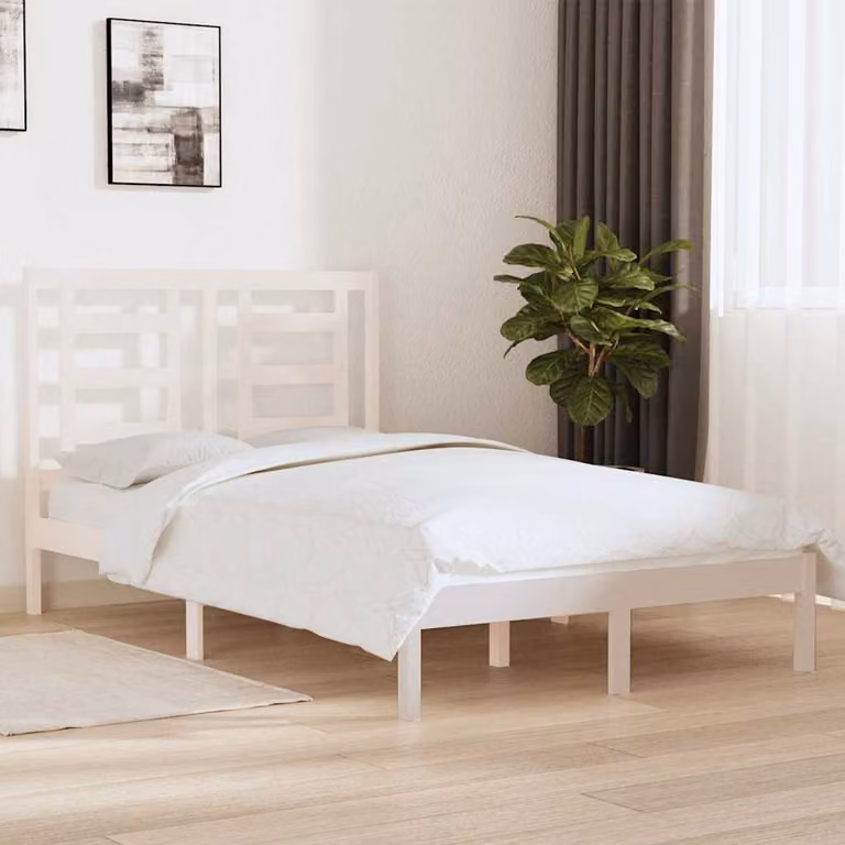 vidaXL Giroletto in Legno Massello di Pino Bianco senza Materasso L 200 x L 120 cm