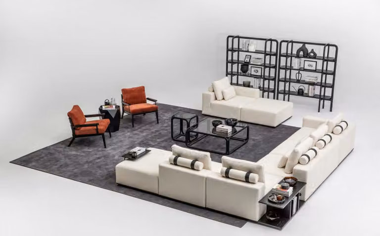 Weiße Sofagarnitur Polstermöbel L-Form Sofa Ecksofa Sessel Textil Couch Sofas