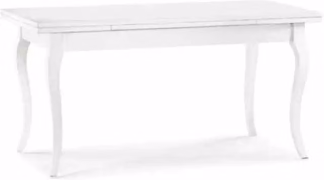 Tavolo da pranzo allungabile fino 240 cm in legno massello e mdf con rifinitura in bianco 160x85x78 H chiuso
