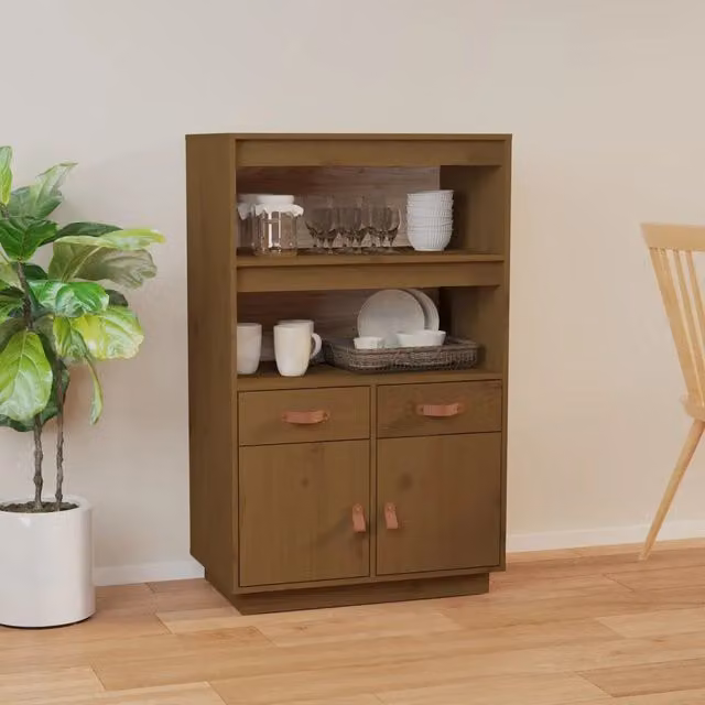 Credenza-Buffet-Armadio da cucina ambra 67x40x108,5 cm in Legno Massello di Pino 183649
