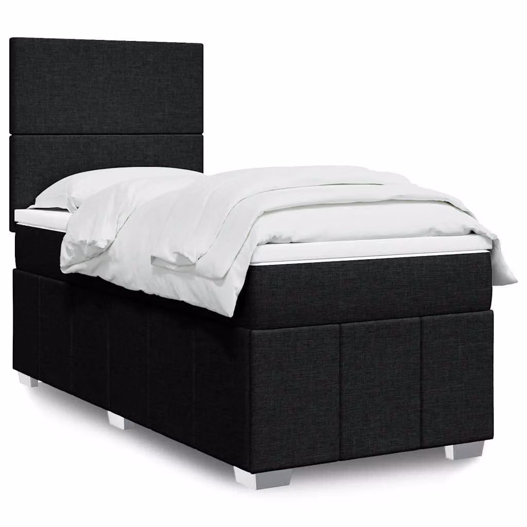 vidaXL Letto Ibrido con Materasso a Molle Insacchettate e Struttura Imbottita, Nero e Bianco, L/P: 90 x 200 cm